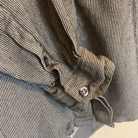 Zanella Men's L Shirt Long Sleeve Hidden Button Black/Gray Stripe Made In Italy - Picture 6 of 8